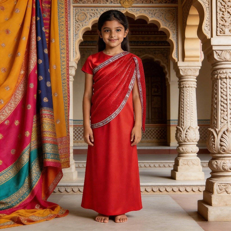 Ethnic Wear - Индийское традиционное платье для девочек, красное